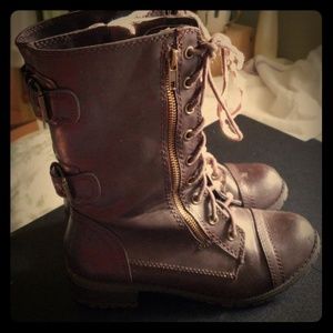 Brown combat boots